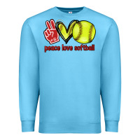 Ocean Blue Peace love Softball Premium Sweatshirt - HowdyJamesFarm