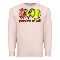 Pale Pink Peace love Softball Premium Sweatshirt - HowdyJamesFarm