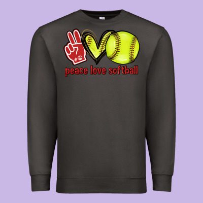 Peace Love Softball Premium Sweatshirt Designed By Howdyjamesfarm