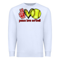 White Peace love Softball Premium Sweatshirt - HowdyJamesFarm