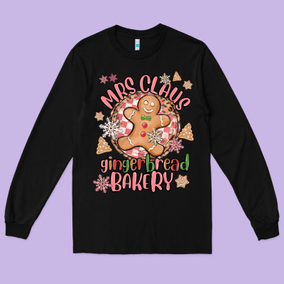 Mrs Claus Gingerbread Bakery Long Sleeve Tee Designed By Maliassmallbusiness