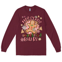 Burgundy mrs claus gingerbread bakery Long Sleeve Tee - MaliasSmallBusiness