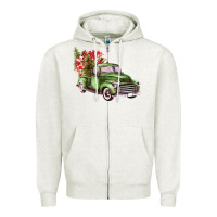 Oatmeal Heather green truck Zipper Hoodie - Bettercallsaul