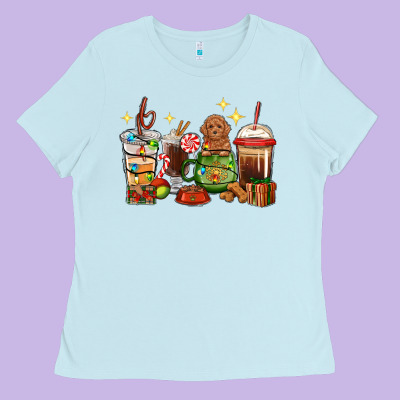 Christmas Coffee Cups With Poodle Ladies Tee Designed By Ranaportraitstore