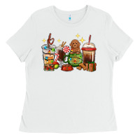White Christmas coffee cups with Poodle Ladies Tee - RanaPortraitStore