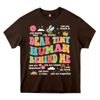 Chocolate Brown customized teacher dear tiny human behind me back Heavy Core Tee - JahusDesignShop