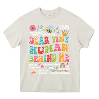 Cream customized teacher dear tiny human behind me back Heavy Core Tee - JahusDesignShop