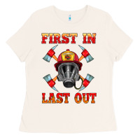 Bone firefighter face mask with axes Ladies Tee - HRA Design Shop