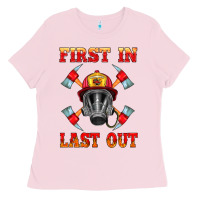 Bubblegum Pink firefighter face mask with axes Ladies Tee - HRA Design Shop
