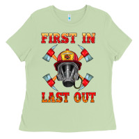 Matcha firefighter face mask with axes Ladies Tee - HRA Design Shop