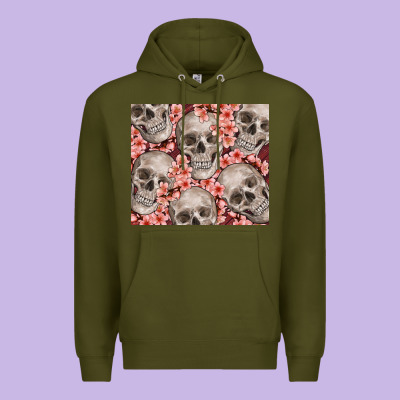 Skulls And Flowers Premium Hoodie Designed By Tumblerdesignbyshophia