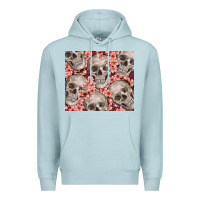 Blue Mist skulls and flowers Premium Hoodie - TumblerDesignByShophia