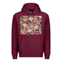 Burgundy skulls and flowers Premium Hoodie - TumblerDesignByShophia