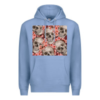 Colony Blue skulls and flowers Premium Hoodie - TumblerDesignByShophia