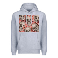 Heather Grey skulls and flowers Premium Hoodie - TumblerDesignByShophia