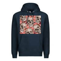 Navy skulls and flowers Premium Hoodie - TumblerDesignByShophia