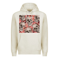 Oatmeal Heather skulls and flowers Premium Hoodie - TumblerDesignByShophia