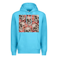 Ocean Blue skulls and flowers Premium Hoodie - TumblerDesignByShophia