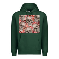 Sports Green skulls and flowers Premium Hoodie - TumblerDesignByShophia