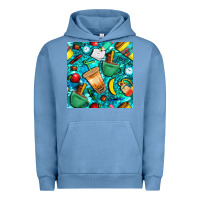 Pigment Pebble Blue school boy coffe cup with camouflage seamless pattern bbs Urban Hoodie - BundleAndBundleShop