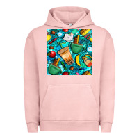 Pigment Salmon school boy coffe cup with camouflage seamless pattern bbs Urban Hoodie - BundleAndBundleShop