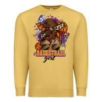Antique Gold Messy bun Basketball girl Premium Sweatshirt - HowdyJamesFarm