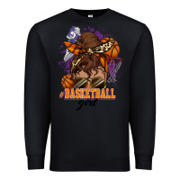 Black Messy bun Basketball girl Premium Sweatshirt - HowdyJamesFarm