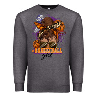Charcoal Heather Messy bun Basketball girl Premium Sweatshirt - HowdyJamesFarm