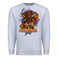 Heather Grey Messy bun Basketball girl Premium Sweatshirt - HowdyJamesFarm