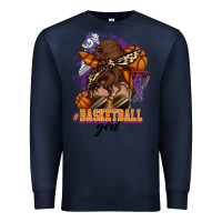 Navy Messy bun Basketball girl Premium Sweatshirt - HowdyJamesFarm