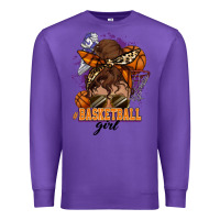 Purple Messy bun Basketball girl Premium Sweatshirt - HowdyJamesFarm