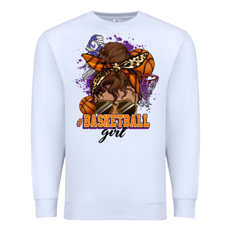 Messy Bun Basketball Girl Premium Sweatshirt by HowdyJamesFarm | Teevron