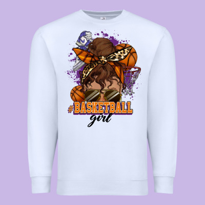 Messy Bun Basketball Girl Premium Sweatshirt Designed By Howdyjamesfarm