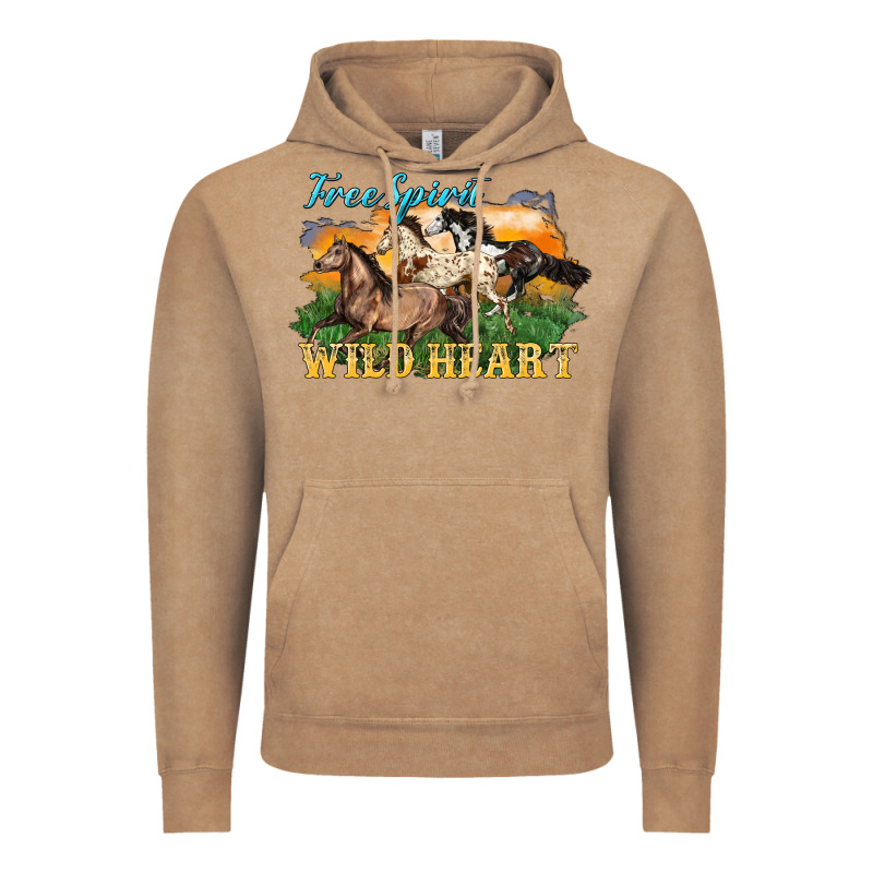Free Spirit Wild Heart 3 Horses Vintage Hoodie by LillyAllenDesigns | Teevron