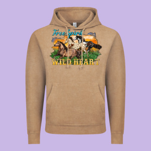 Free Spirit Wild Heart 3 Horses Vintage Hoodie Designed By Lillyallendesigns