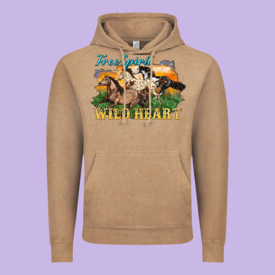 Free Spirit Wild Heart 3 Horses Vintage Hoodie Designed By Lillyallendesigns