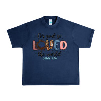 Navy for god so loved the world Urban Heavy Tee - MaliasSmallBusiness
