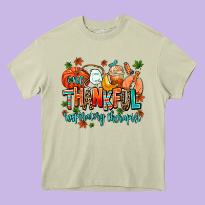 One Thankful Respiratory Therapist Heavy Core Tee Designed By Adodesignshop