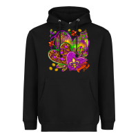 Black Mardi Gras hearts Heavyweight Hoodie - HowdyJamesFarm