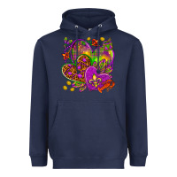 Navy Mardi Gras hearts Heavyweight Hoodie - HowdyJamesFarm