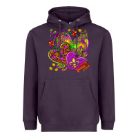 Plum Mardi Gras hearts Heavyweight Hoodie - HowdyJamesFarm