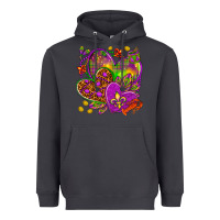 Smoke Mardi Gras hearts Heavyweight Hoodie - HowdyJamesFarm