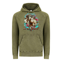 Vintage Olive free spirit mustang horse Vintage Hoodie - LillyAllenDesigns