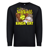 Black It's a Softball kinda day leopard Premium Sweatshirt - HowdyJamesFarm