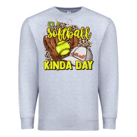 Heather Grey It's a Softball kinda day leopard Premium Sweatshirt - HowdyJamesFarm