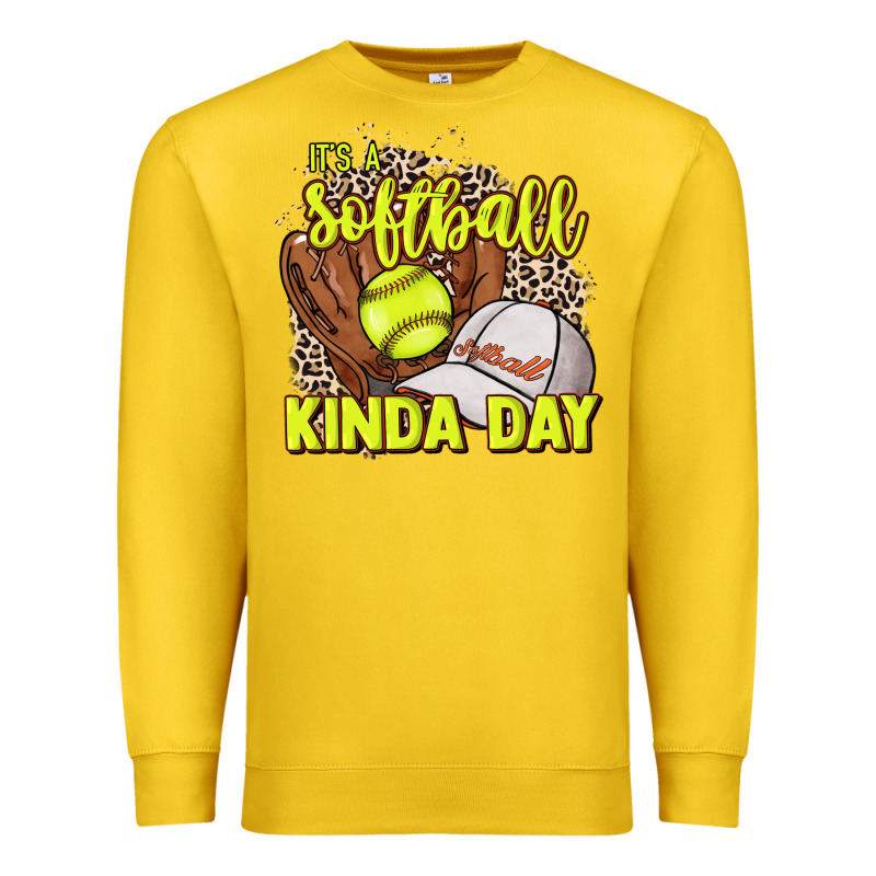 It's A Softball Kinda Day Leopard Premium Sweatshirt by HowdyJamesFarm | Teevron