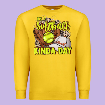 It's A Softball Kinda Day Leopard Premium Sweatshirt Designed By Howdyjamesfarm