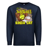 Navy It's a Softball kinda day leopard Premium Sweatshirt - HowdyJamesFarm