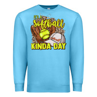 Ocean Blue It's a Softball kinda day leopard Premium Sweatshirt - HowdyJamesFarm