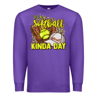 Purple It's a Softball kinda day leopard Premium Sweatshirt - HowdyJamesFarm